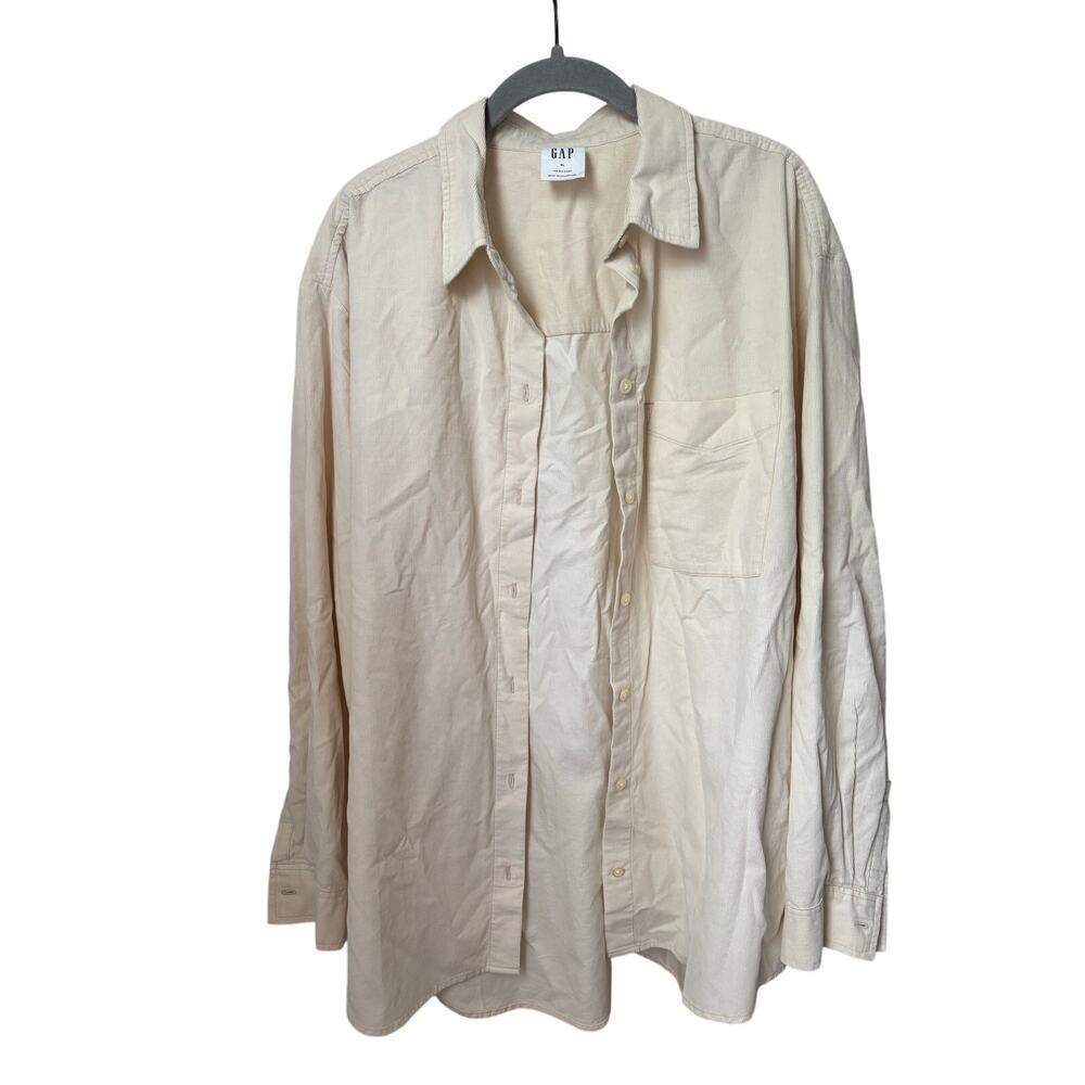 GAP The Big Shirt XL Cream Corduroy Button Up Oversized 100% Cotton Shirt - Picture 3 of 9